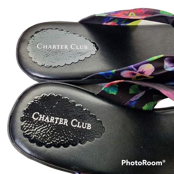 SANDALS CHARTER CLUB Benjii Fabric Cushioned Flip Flops Sz 8M - Picture 6 of 16